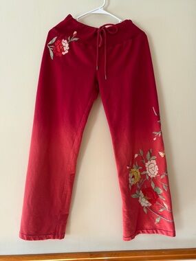 Lucky Brand Y2K Embroidered Floral Low Rise Sweatpants